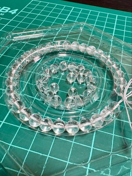 美品 天然石 パワーストーン 天然水晶 約6mm ラウンド ばら クラックあり ブレスレット 丸玉 アクセサリー ビーズ 水晶