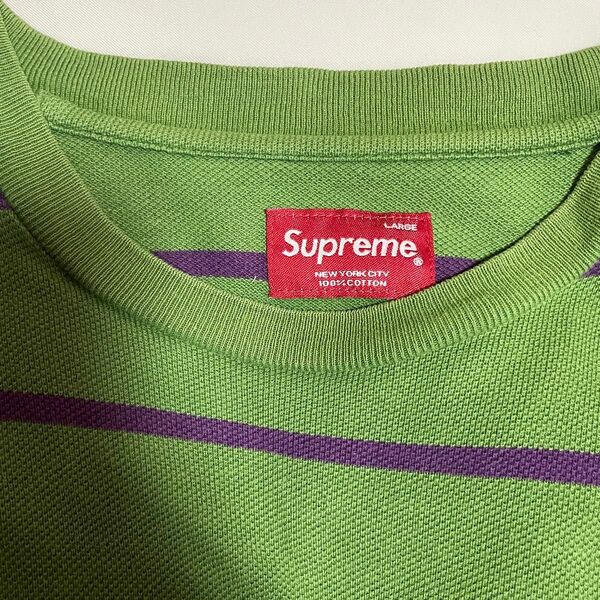 Supreme ボーダー柄Tシャツ グリーン Lサイズ