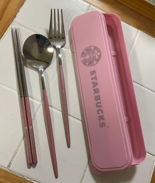大人気スターバックス お箸・スプーン・フォーク 食器3点セット 専用箱付き