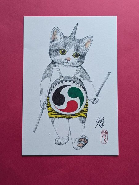 ヒグチユウコ ポストカード はがき 雷様 猫