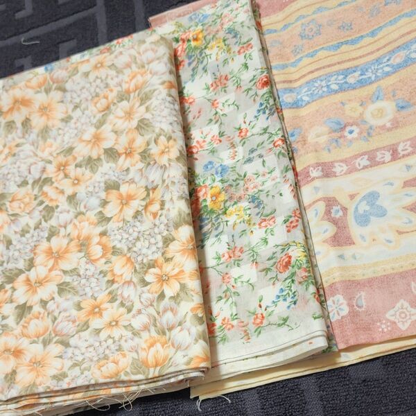 生地 3種類 はぎれ 花柄 フラワー 手芸 DIY 布 裁縫 ハンドメイド