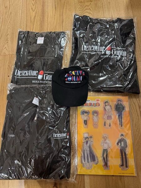 名探偵コナン コナンランド 抽選会 パーカー Tシャツ 黒 Lサイズ トートバッグ アクリルジオラマセット帽子 5点セット
