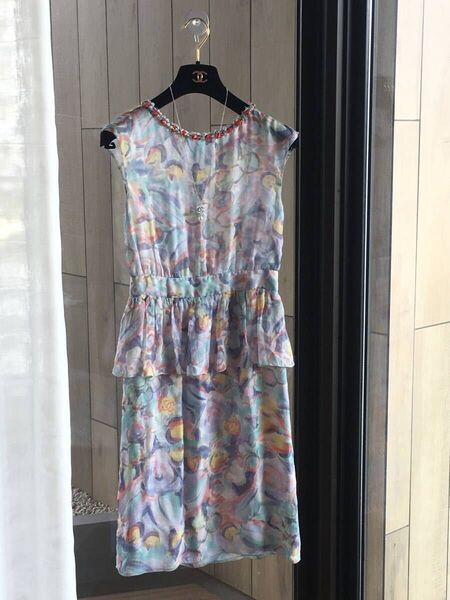 ★正規品★CHANEL★ノースリーブワンピース★シルク★マルチカラー★送料込み