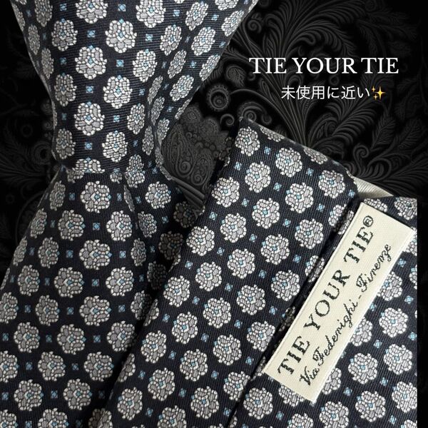 TIE YOUR TIE タイユアタイ ネクタイ ネイビー 小紋 イタリア製