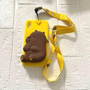 iPhone Xs Max ケース ストラップ付き 黄色