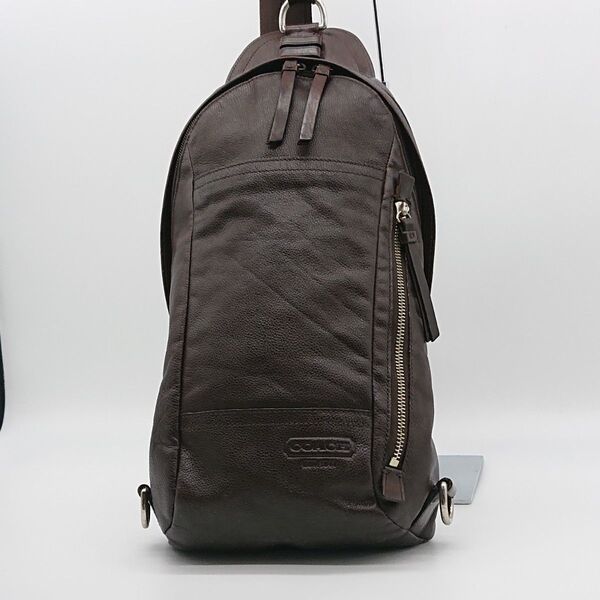 COACH コーチ ボディバッグ レザー ブラウン