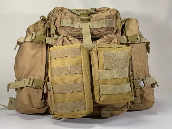 【カーキ】ミリタリー 縦型 ポーチ モールシステム キャンプ アウトドア 2個セット ユーティリティ