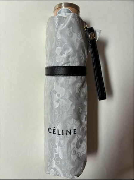 新品未使用!セリーヌ CELINE 晴雨兼用 日傘 折り畳み 雨傘 軽量 遮光 グレー 花柄