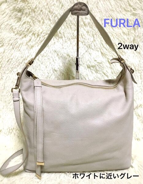 FURLA フルラ ハンドバッグ トートバッグ ビジネス ショルダーバッグ 肩掛け 斜めがけ 2way フォーマル レザー グレー