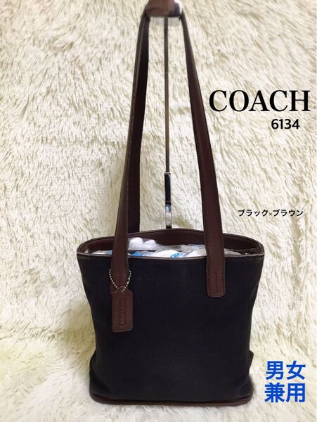 COACH コーチ ハンドバッグ トートバッグ 肩掛け ビジネス ブラック キャンバス レザー