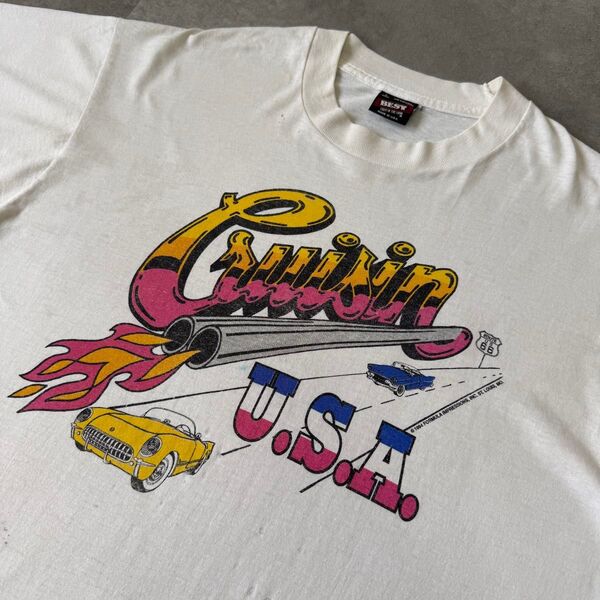 90s USA製 フルーツオブザルーム Tシャツ プリント シングルステッチ L