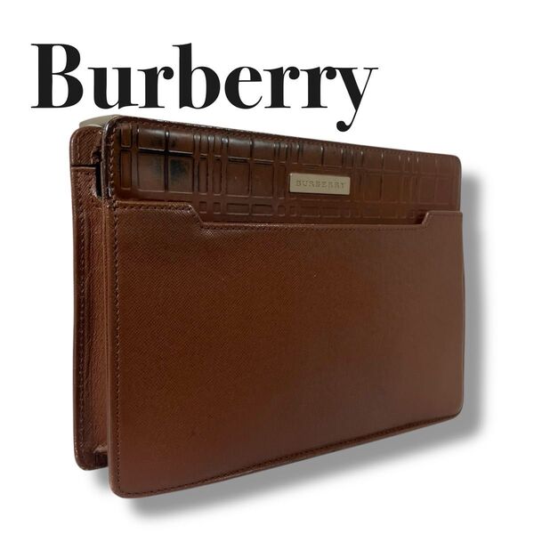 Burberry バーバリー クラッチバッグ セカンドバッグ レザー ブラウン バッグ 多収納