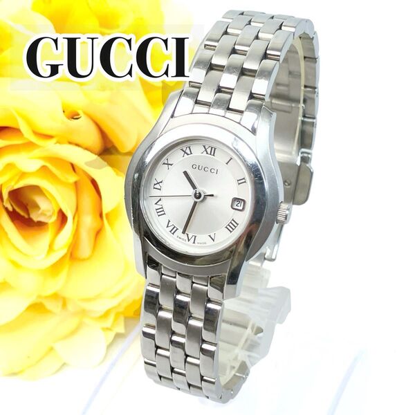 【新品電池交換済み 美品】GUCCI グッチ クォーツ式腕時計 デイデイト ローマン 5500L 稼動品