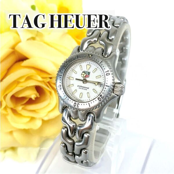 【美品】TAGHEUER ダグホイヤー クォーツ式腕時計 セル S99.008 白文字盤 シルバー クロノ 夜行機能 稼働品