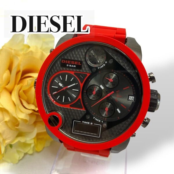 DIESEL ディーゼル クォーツ式腕時計 多針アナログ表示 クロノグラフ メンズ 訳あり稼働品 新品電池交換済み