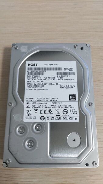 No.68 【注意】HGST Ultrastar HUS724020ALE640 2TB HDD ハードディスク AV対応