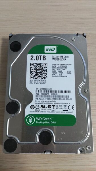 No.69 【正常】WesternDigital WD Green WD20EZRX 2TB HDD ハードディスク