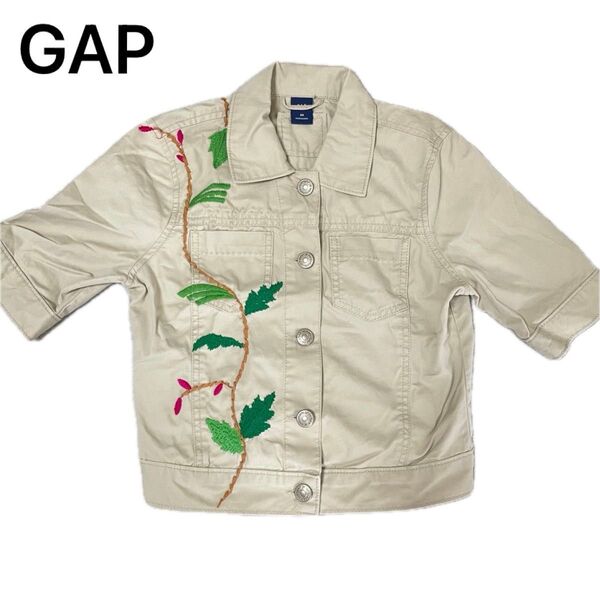 GAP 刺繍半袖 ジャケット ベージュ デニム xs ヴィンテージ 美品 ヴィンテージ 古着