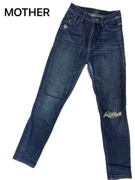 MOTHER ヴィンテージ加工スキニーデニム 24 ストレッチ デニム ジーンズ レディース デニムパンツ デニムジーンズ 古着