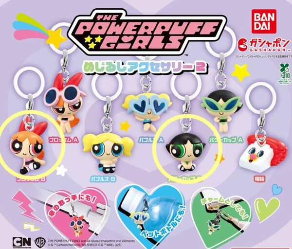 パワーパフガールズ めじるしアクセサリー パワパフ めじるし ガチャ ガチャガチャ カプセルトイ チャーム キーホルダー