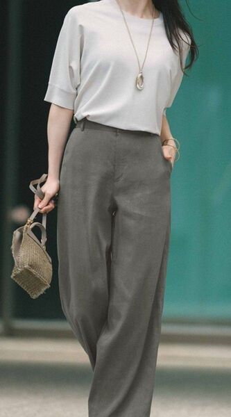 【新品】23区 リネンレーヨンストレッチワイドパンツ