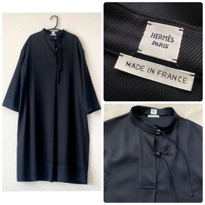 HERMES エルメス 2021 ワンピース シルク混 36 黒 クリーニング済