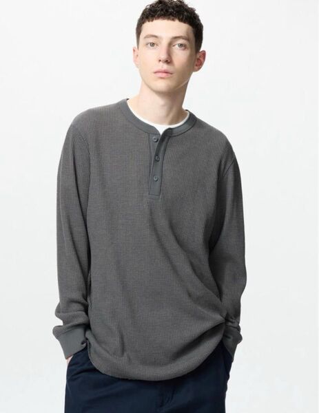 ユニクロワッフルヘンリーネックTシャツS 新品