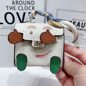 新品 ミニバッグチャーム 本革 ブラウン チャーム付