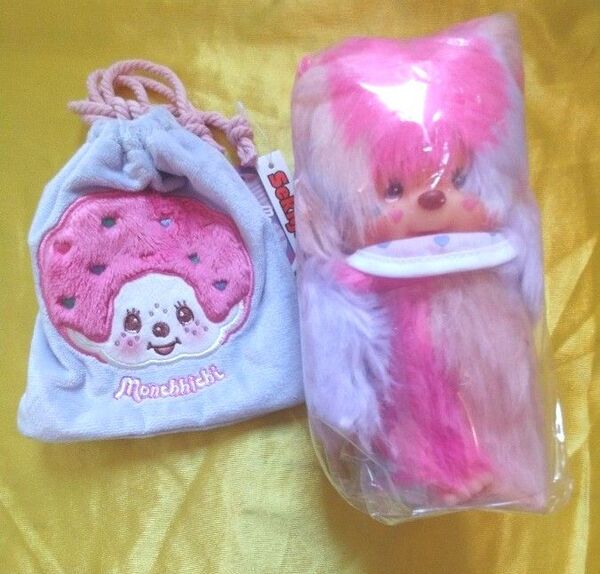 しなこ×モンチッチ Sサイズ (わたあめちゃん) 巾着セット