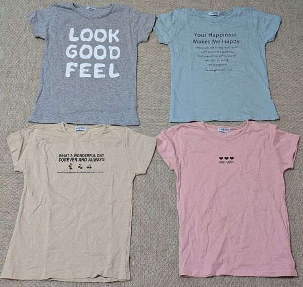 未使用 Tシャツ 女の子 ガールズ 150cm相当 4枚セット 綿100