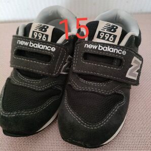 New Balance 996 キッズスニーカー 15センチブラック マジックテープ