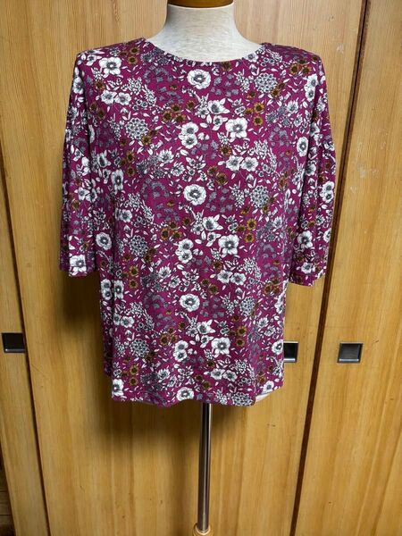 ユニクロWOMEN スタジオ サンダーソン Studio Sanderson カットソー 五分袖 Tシャツ トップス 花柄