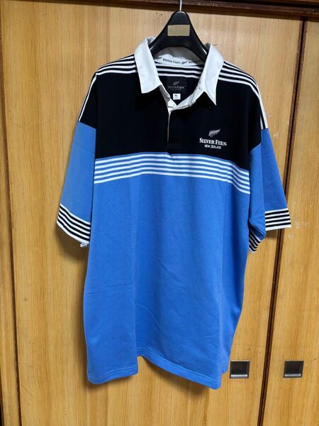 未使用 SILVER FERN シルバーファーン半袖ラガーシャツ ポロシャツ ラグビーシャツ ゴルフ XL ニュージーランド
