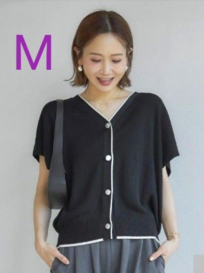 オンライン完売品!! 新品 タグ付き しまむら 田中里奈コラボ【mysacloset】ニットベスト M ブラック