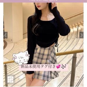 【新品未使用タグ付き】グレイル インパン裏地付きツイードチェックミニスカート Mサイズ アイボリー スナ系