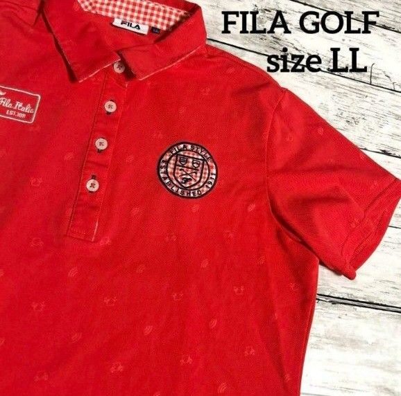 大きいサイズ FILAGOLF ポロシャツ LL 半袖 シャツ 総柄 フィラ