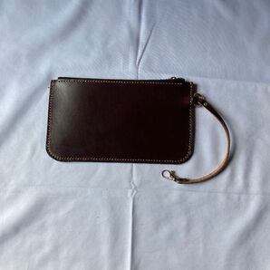 レザーポーチ ハンドメイド ブラウン ストラップ付き