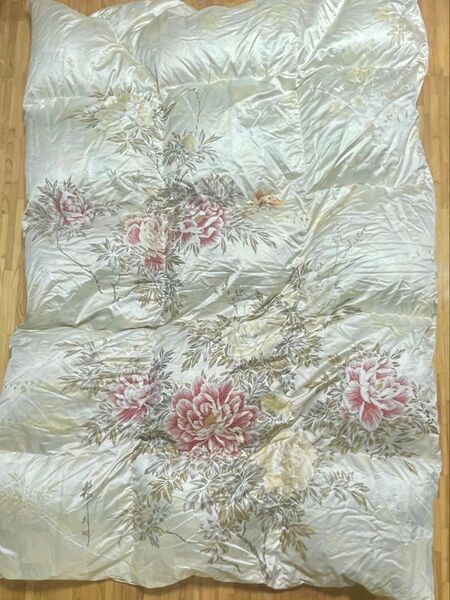 日本製 ふんわり高級羽毛布団 掛け布団 natural feather japan 日本画 牡丹 和風 シングルサイズ