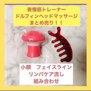 新品大人気ドルフィンヘッドマッサージ2点 頬引き上げ 小顔表情筋トレーナー 韓国まとめ売り