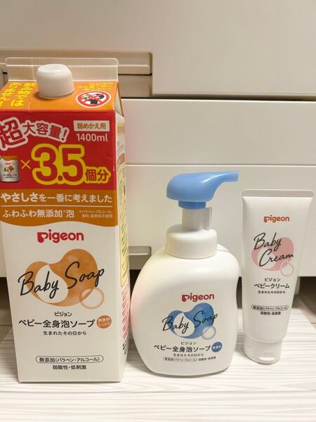 Pigeon ベビー全身泡ソープ 本体 詰め替え用1400ml ベビークリーム ピジョン