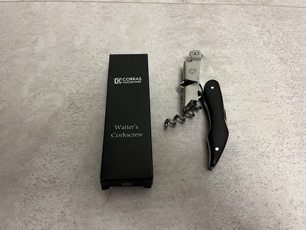 CORKAS HOUSEWARE ソムリエナイフ ブラック ワインオープナー コルク栓抜き 木製ハンドル ウェイター&バーテンダー