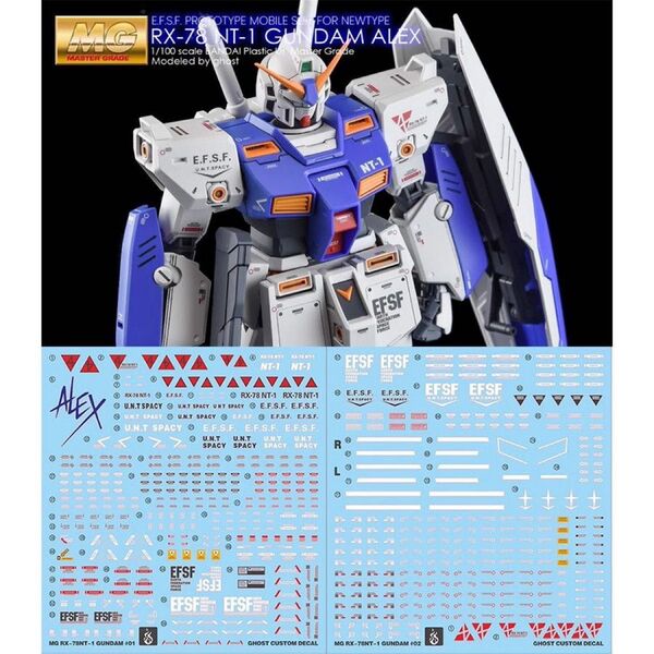 MG 1/100 RX-78NT-1 ガンダムアレックスVer.2.0用水転写式デカール ガンプラ プラモデル