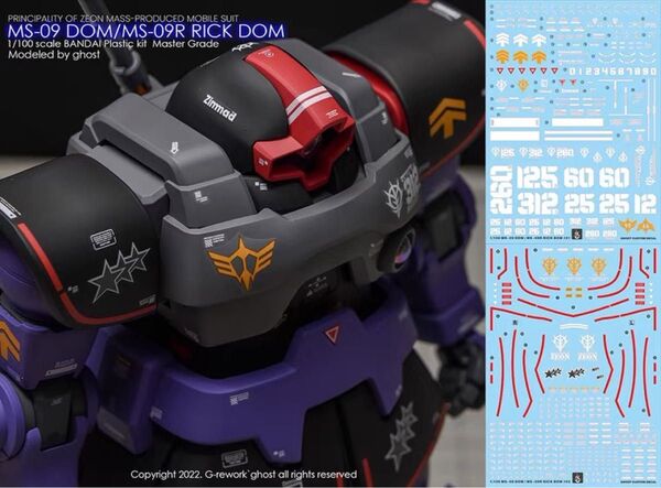 MG 1/100 リック・ドム/ドム 用水転写式デカール 他社製 ガンダム ガンプラ プラモデル