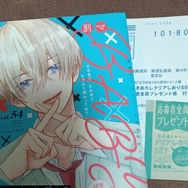 別冊マーガレット ふろく どうせ泣くなら恋がいい 応募ハガキ+応募券