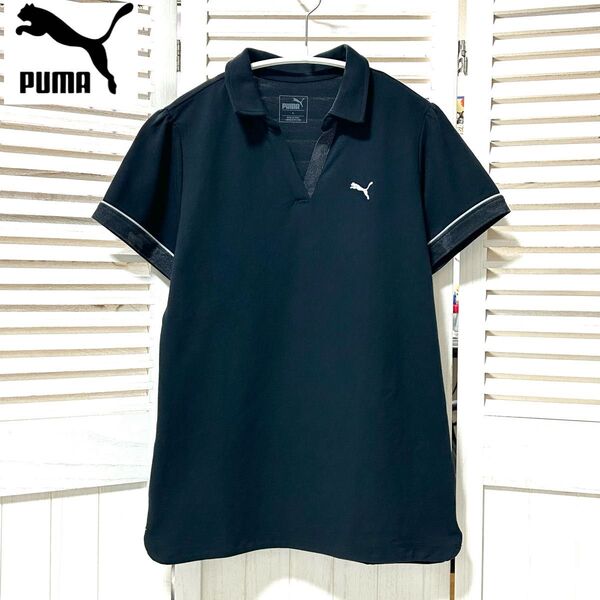 美品 PUMA プーマ スキッパー ポロシャツ ブラック カモフラ 迷彩