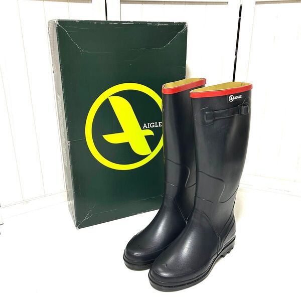 美品 AIGLE エーグル ベニルスポーツ レインブーツ 防水 長靴 40