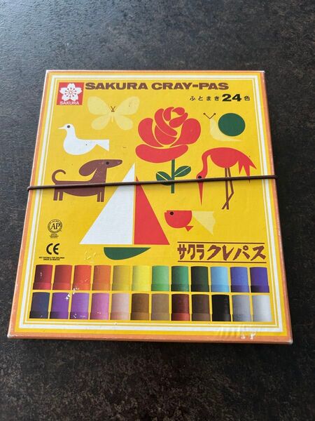 サクラクレパス 24色 ふとまき クレヨン お絵描き 保育園 幼稚園 小学校 おえかき教室 used 使いかけ
