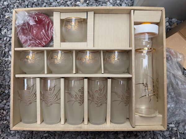 霞 創作食器 グラスセット 冷茶 茶托 トールグラス ポット 昭和レトロ