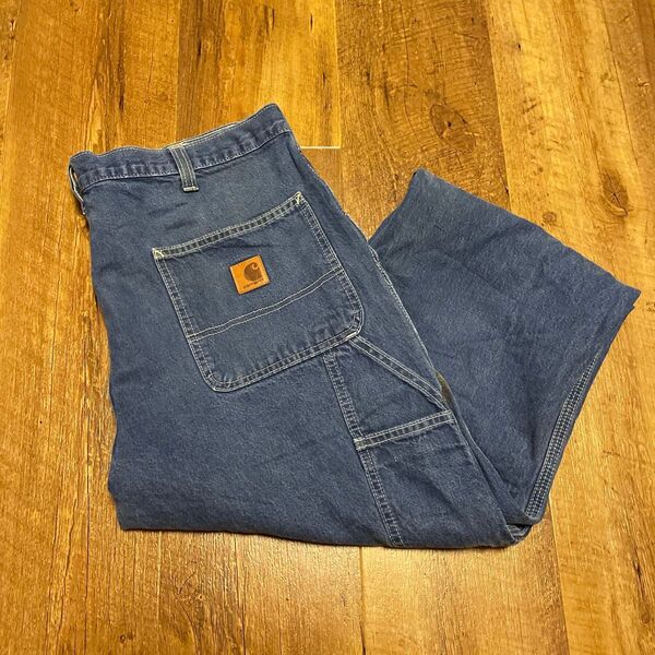00s Carhartt ペインター カーゴパンツ カーハート ワークパンツ デニム 古着ブルースケーター刺繍ロゴメンズ36/32