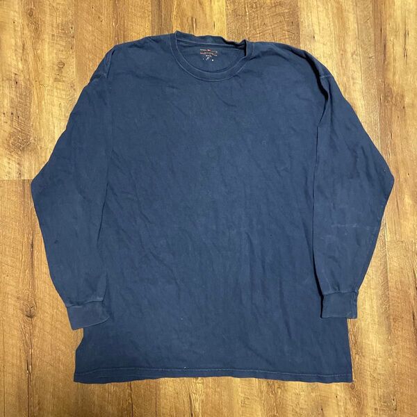 USA 無地スウェットトレーナー 長袖Tシャツ 長袖 ネイビーロンT カットソーメンズ L相当